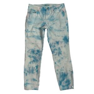 Madewell Custom Tie-Dye Zipper Hem Skinny Mid-Rise Jeans